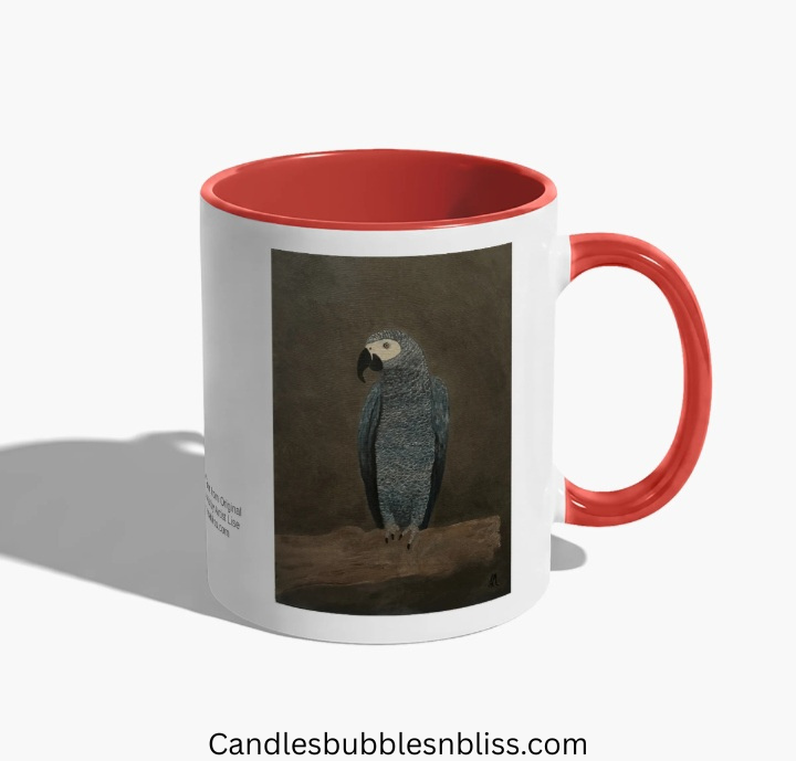 African Gray Parrot Art Print on Mug 11 oz