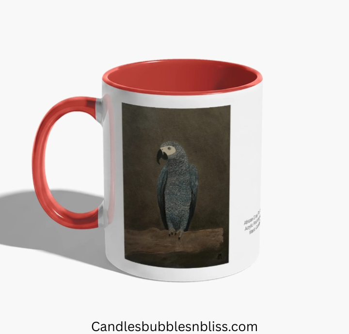 African Gray Parrot Art Print on Mug 11 oz
