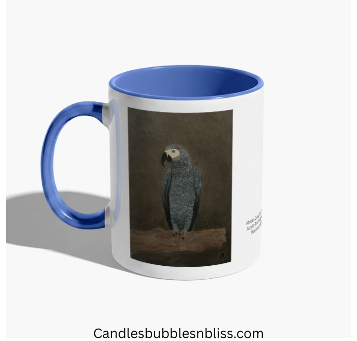 African Gray Parrot Art Print on Mug 11 oz