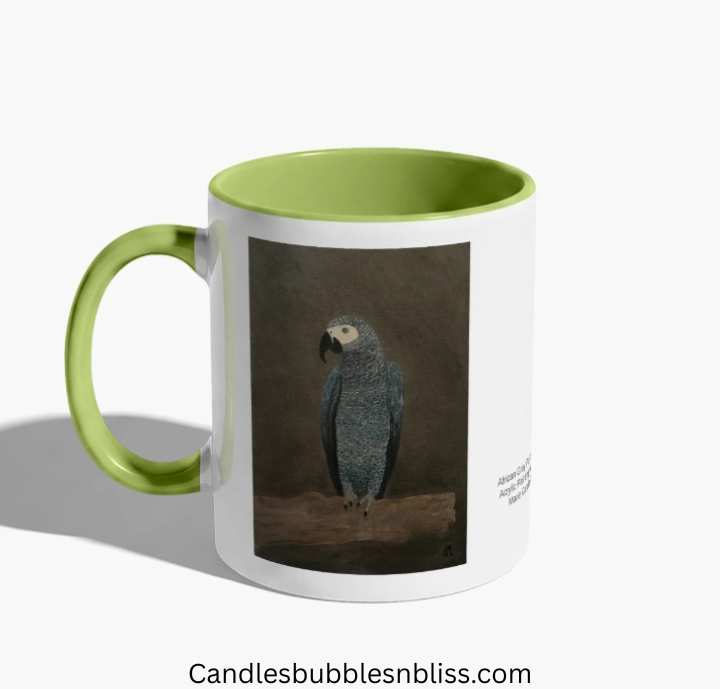 African Gray Parrot Art Print on Mug 11 oz