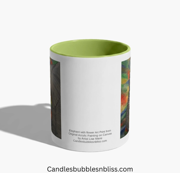 Elephant holding Flower Art Print on Mug