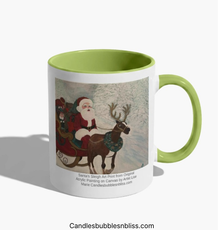 Santa's Sleigh Art Print on Mug
