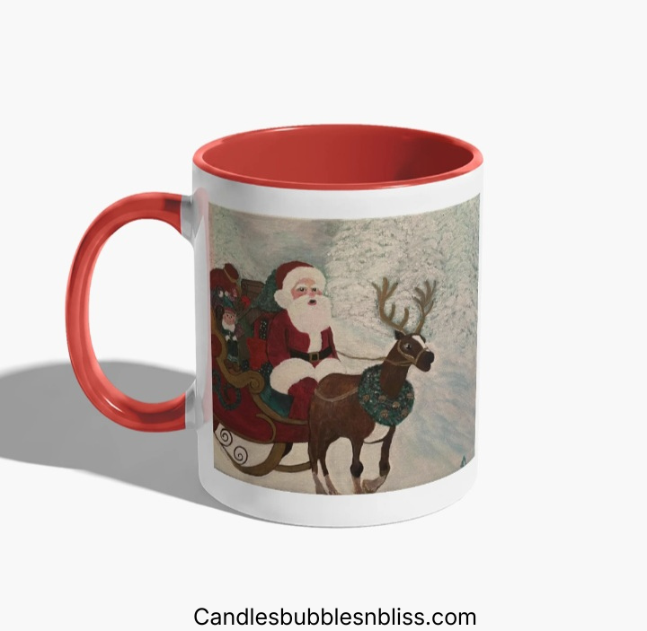 Santa's Sleigh Art Print on Mug