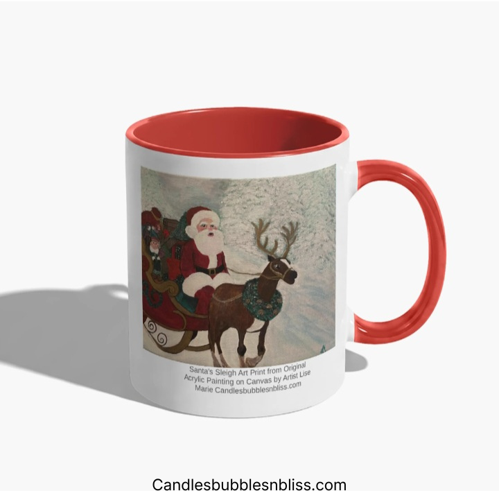 Santa's Sleigh Art Print on Mug