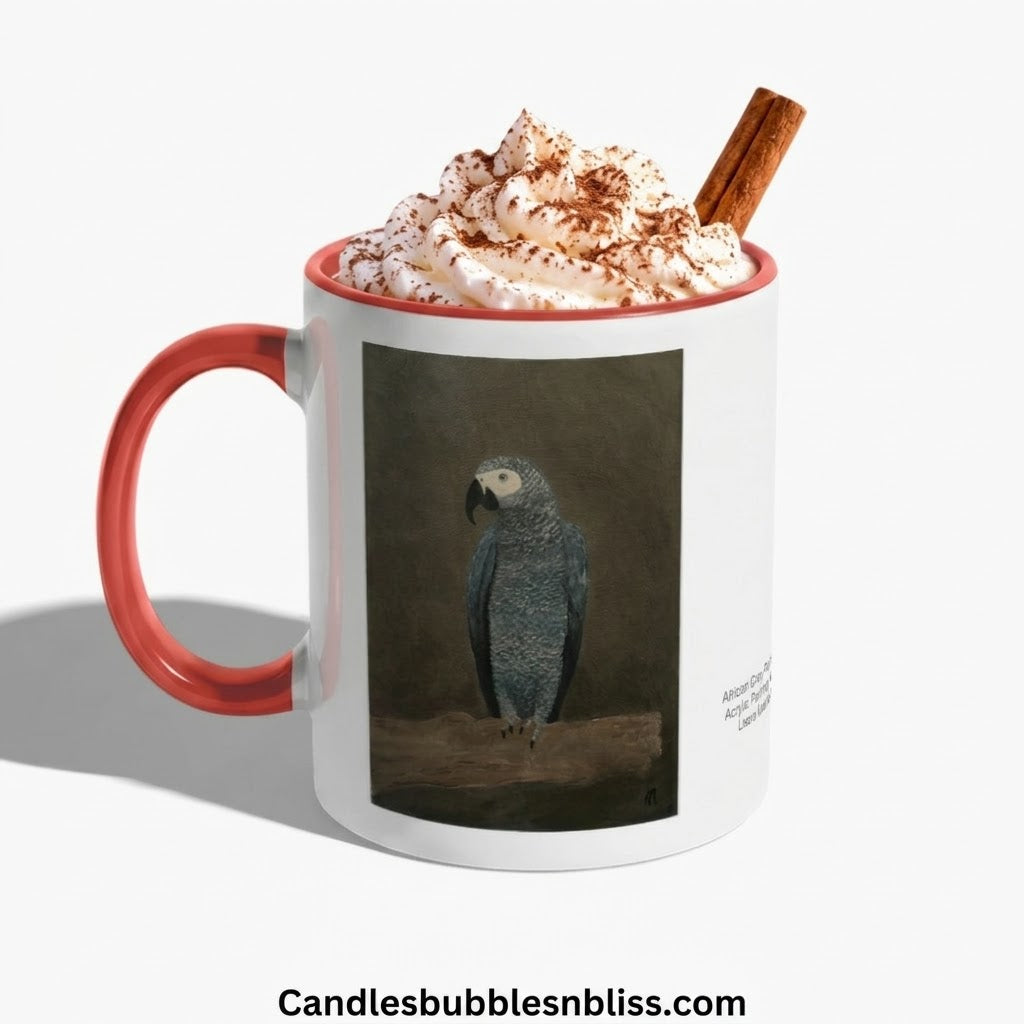 African Gray Parrot Art Print on Mug 11 oz