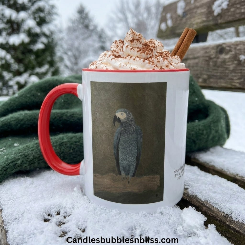 African Gray Parrot Art Print on Mug 11 oz