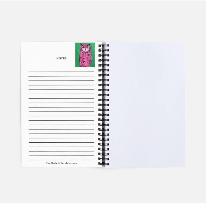 Pink Owl Art Print Notebook