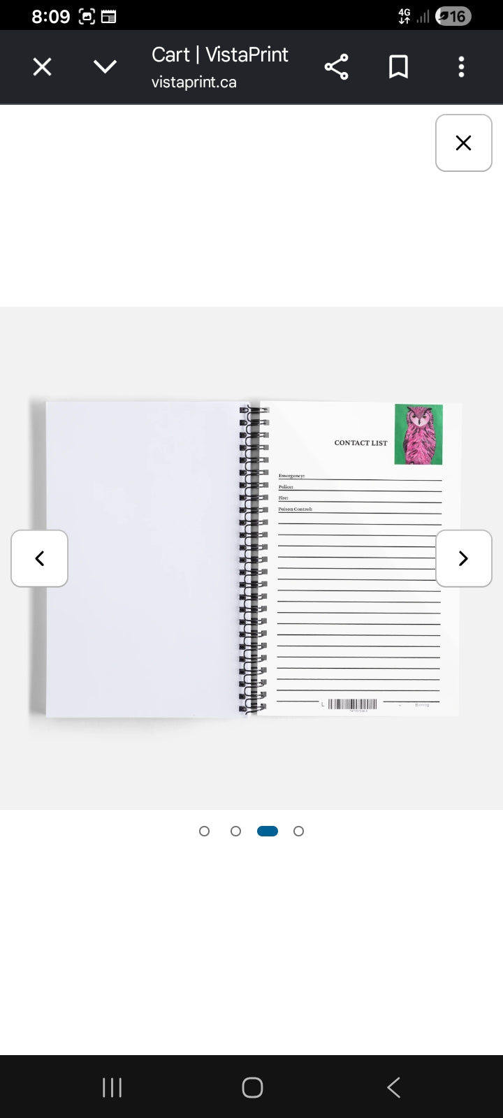 Pink Owl Art Print Notebook