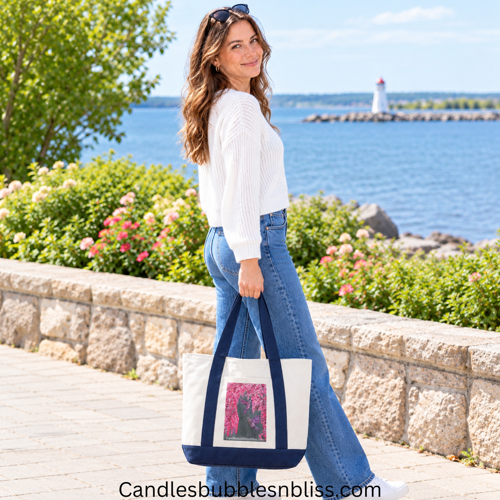 Hummingbirds and Flowers Art Print Tote Bag