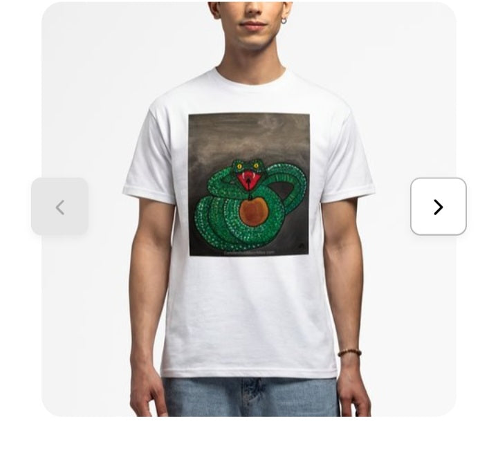 Snake with Apple Art Print Unisex Tshirt