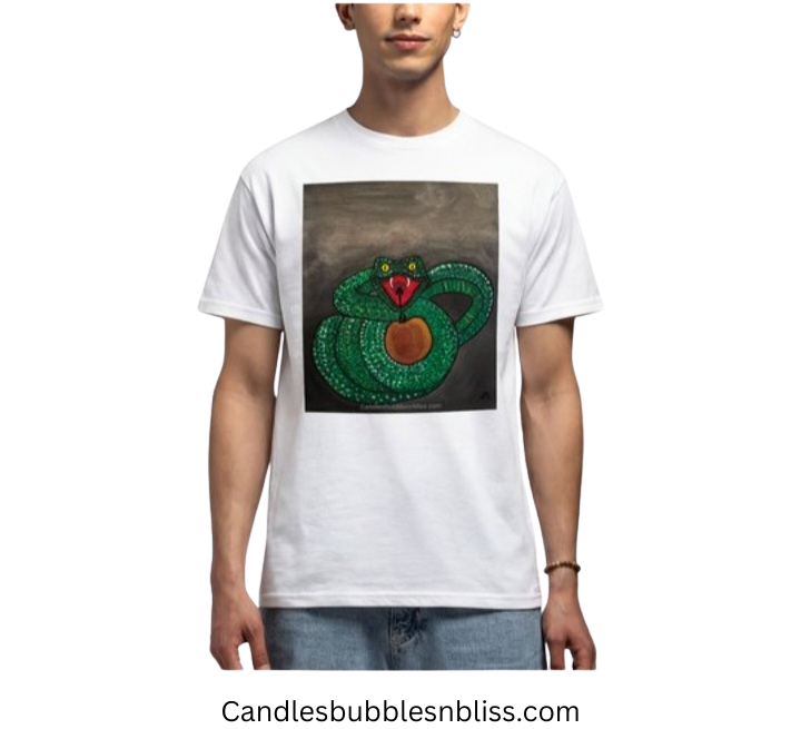 Snake with Apple Art Print Unisex Tshirt