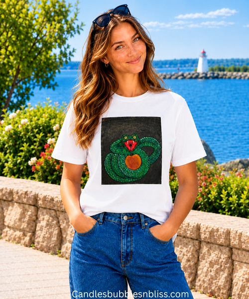 Snake with Apple Art Print Unisex Tshirt