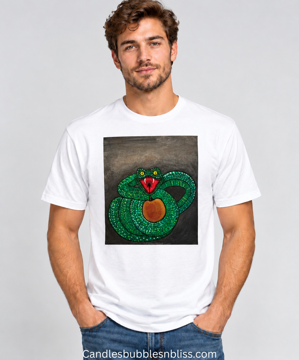 Snake with Apple Art Print Unisex Tshirt