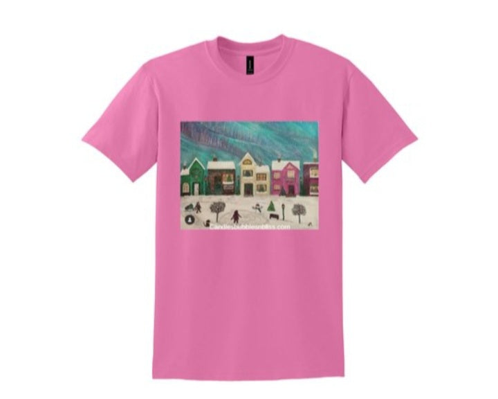 Winter Town Art Print Tshirt