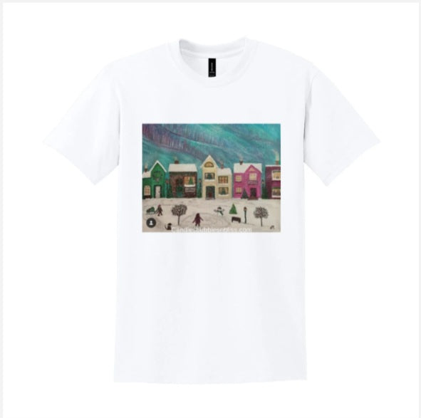 Winter Town Art Print Tshirt