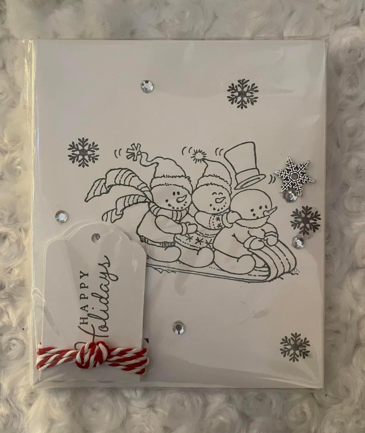 Snowmen on Sleigh Greeting Cards