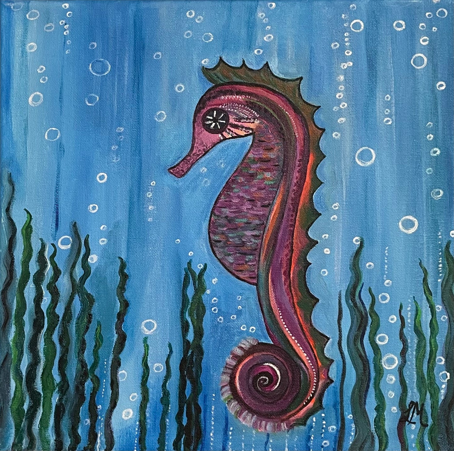 Seahorse Acrylic Painting Art Print