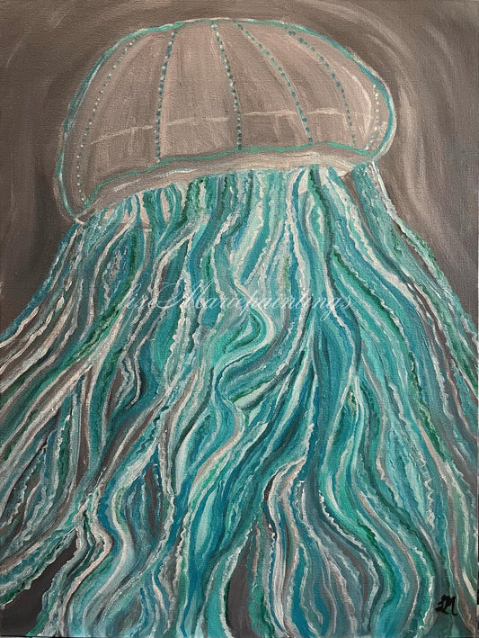 Jelly Fish Acrylic Painting Art Print