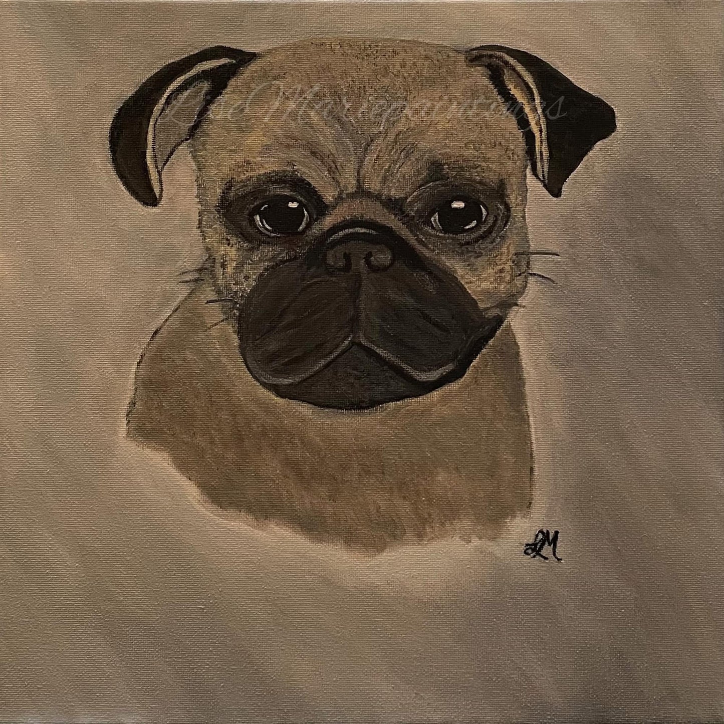 Pug Acrylic Painting Art Print