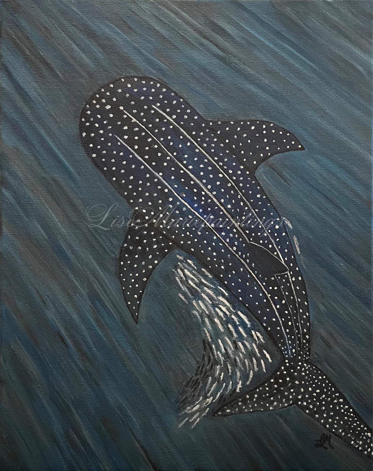 Impression d'art en peinture acrylique représentant un requin-baleine