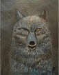 One Eyed Wolf Acrylic Painting Art Print