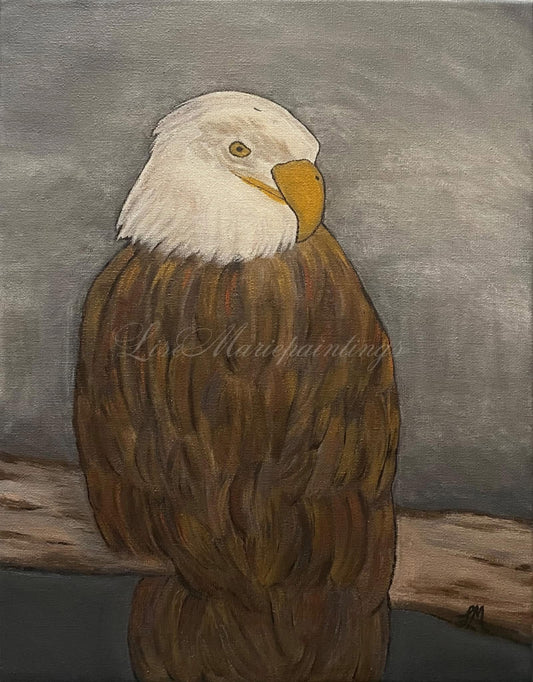 Impression d'art en peinture acrylique représentant un aigle à tête blanche