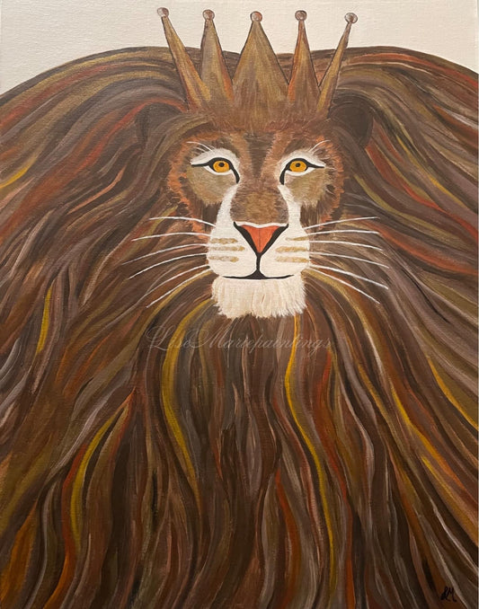 Impression d'art en peinture acrylique représentant un lion