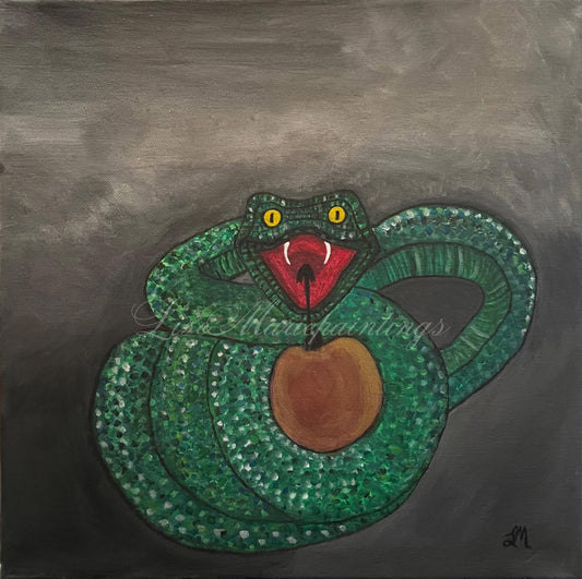 Impression d'art en peinture acrylique représentant un serpent python