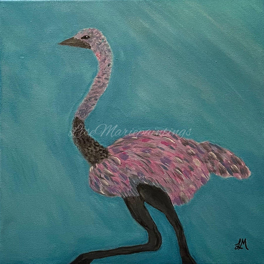 Ostrich Acrylic Painting Art Print