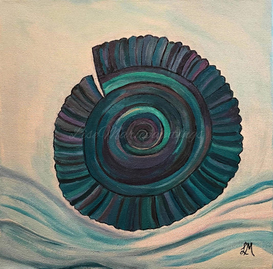 Impression d'art en acrylique représentant un coquillage en spirale