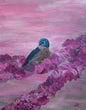 Bird and Flowers Acrylic Painting Art Print