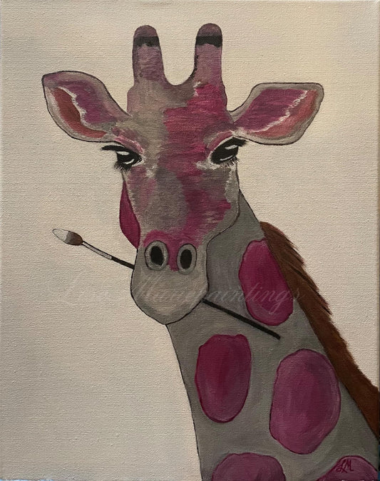 Impressions d'art de peinture acrylique d'artiste girafe