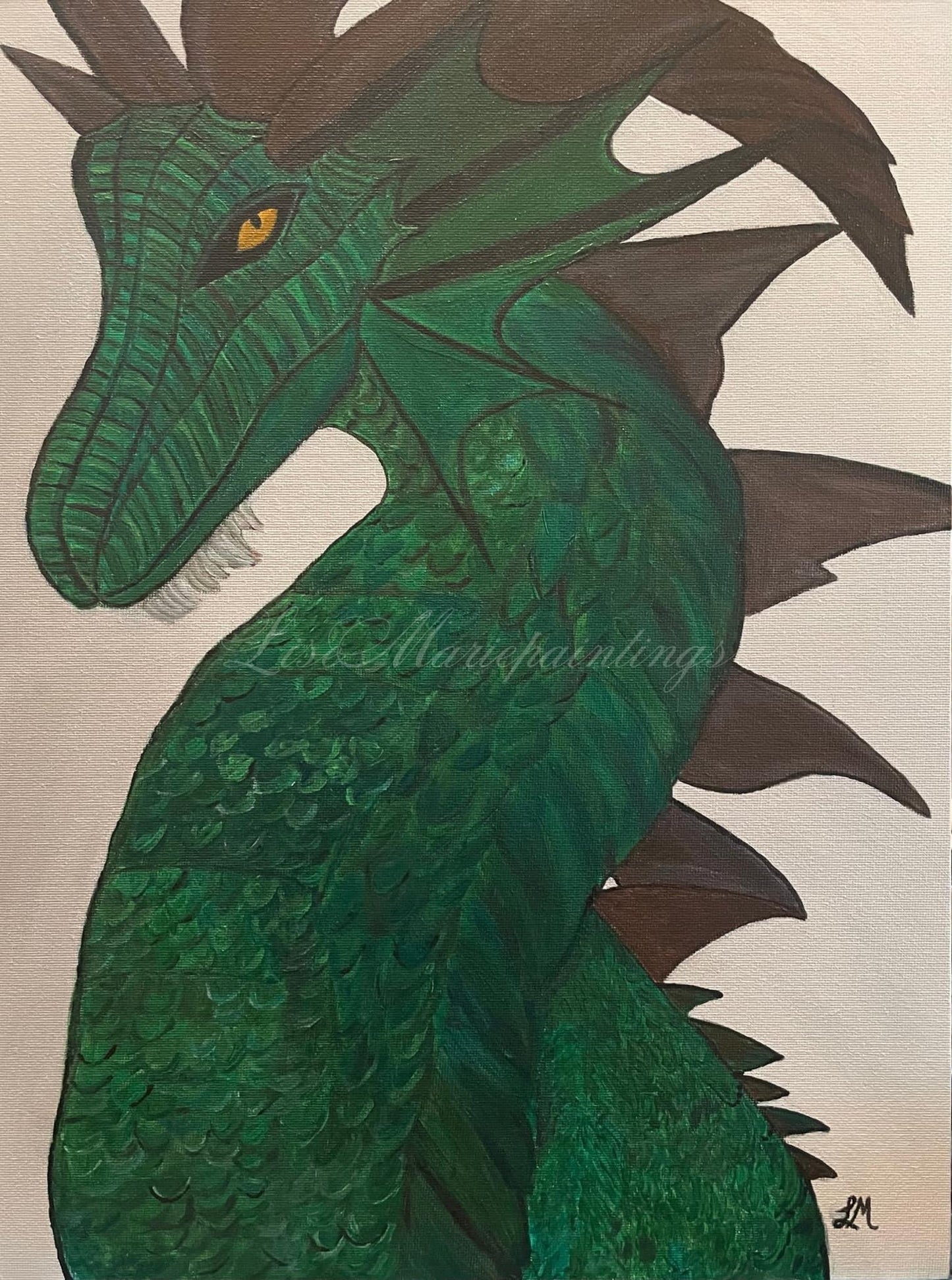 Impression d'art en peinture acrylique représentant un dragon