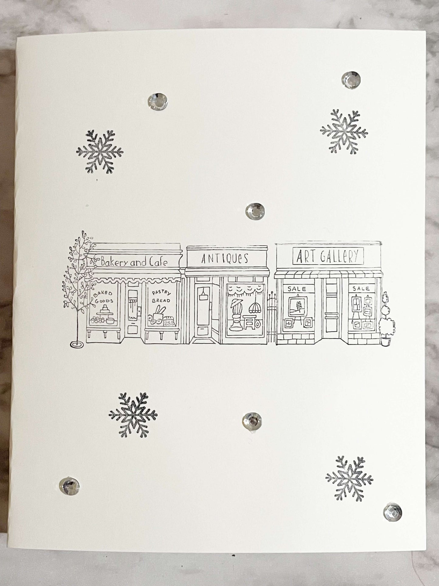 Cartes de vœux de Noël des boutiques du centre-ville