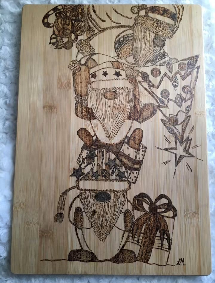 Christmas Gnomes Engraved Bamboo Cutting Board