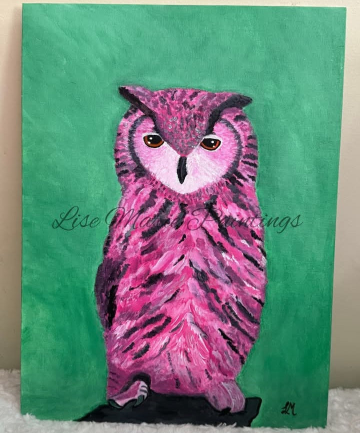 Pink Owl Art Print