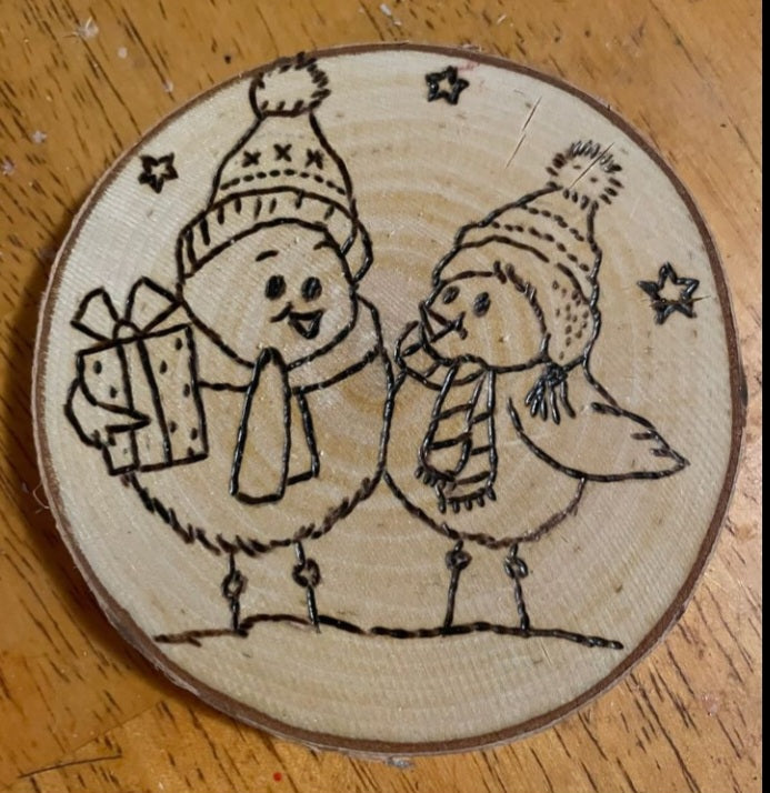 Winter Birds Wooden Coaster