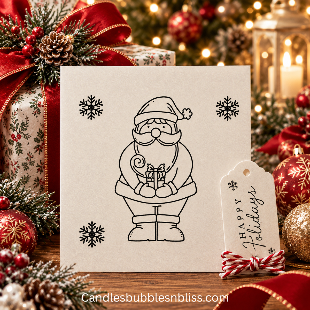 Lot de 5 cartes de vœux Père Noël