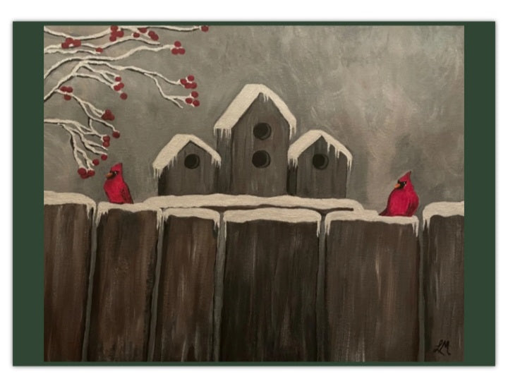 Winter Birds Art Print Greeting Cards