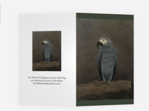 African Gray Parrot Art Print Greeting Card