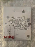 Snowmen sledding Greeting Cards 5 Pack
