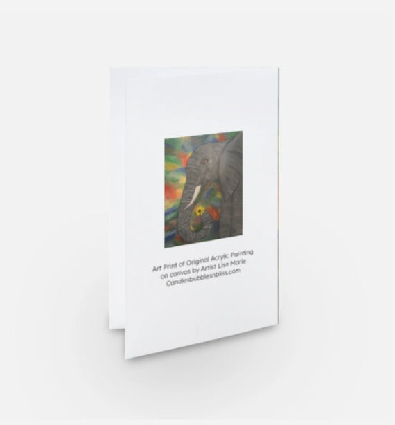 Elephant with Flower Art Print Birthday Greeting Card