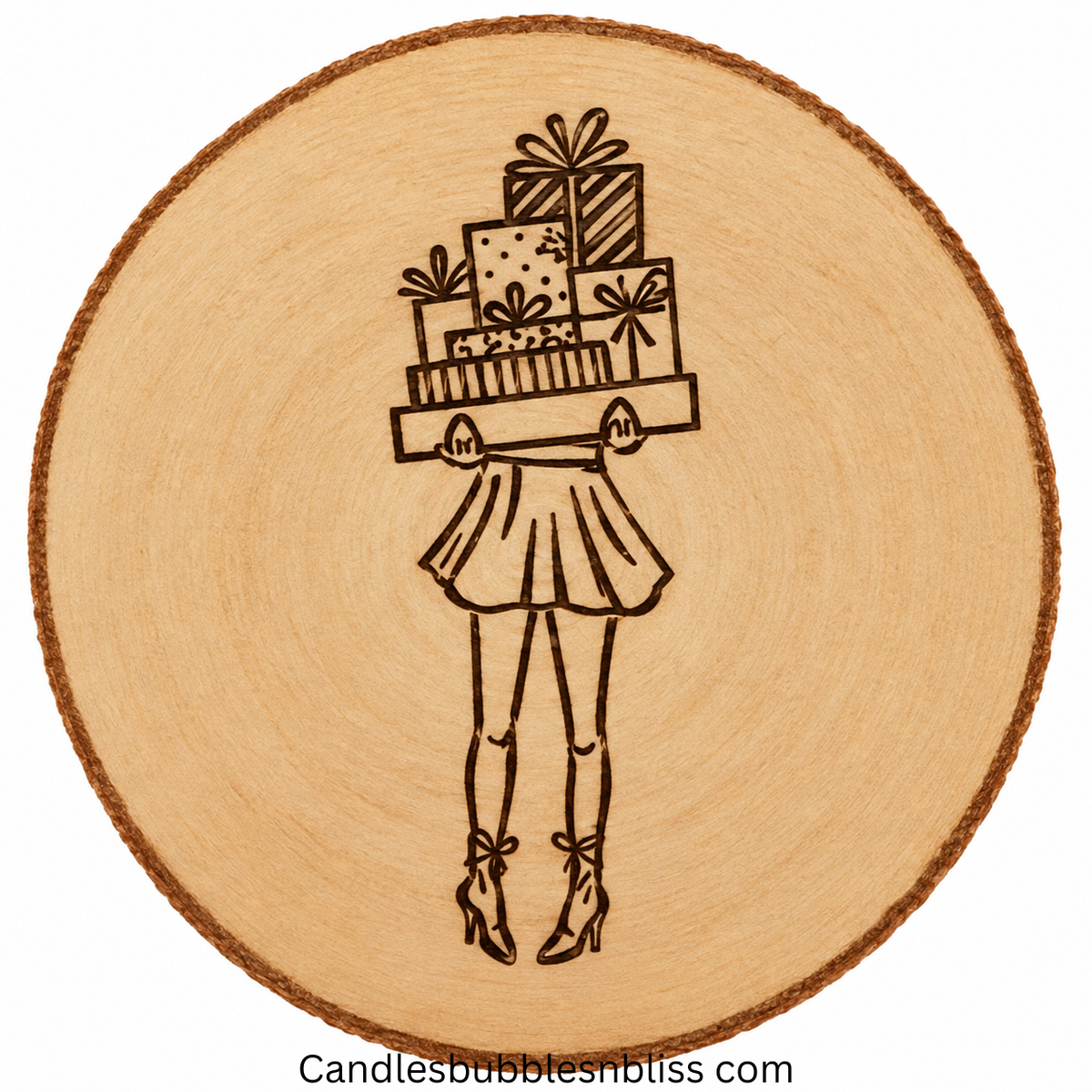 Girl Shopping engraved drink coaster